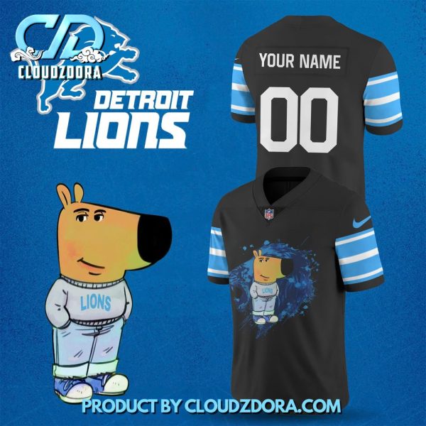 Detroit Lions x Chill Guy Black Blue Football Jersey