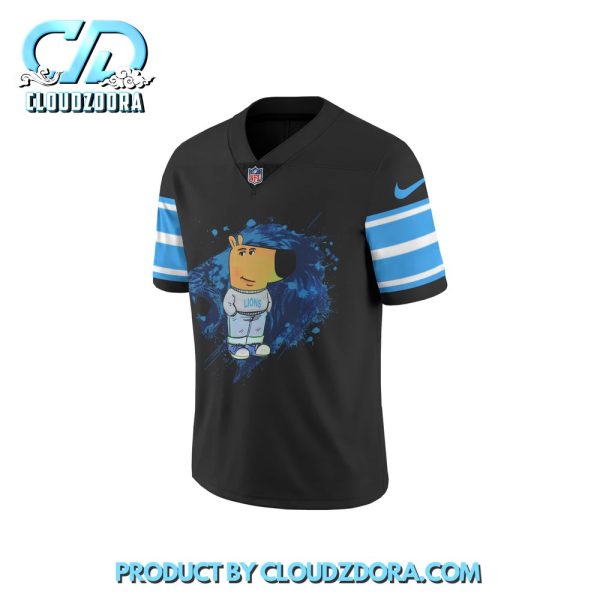 Detroit Lions x Chill Guy Black Blue Football Jersey