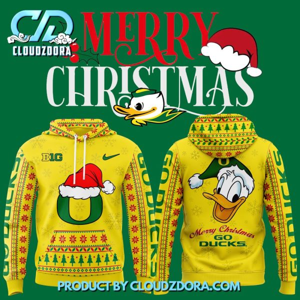 Oregon Ducks Football Merry Christmas Hoodie 2024