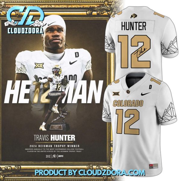 Colorado Buffaloes Heisman Travis Hunter White Football Jersey 2024