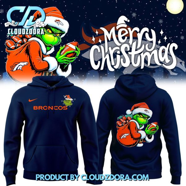 Denver Broncos x The Grinch Merry Christmas Hoodie