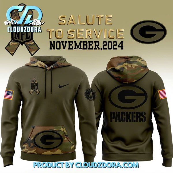 Green Bay Packers Nike Camo 2024 Salute to Service Club Hoodie