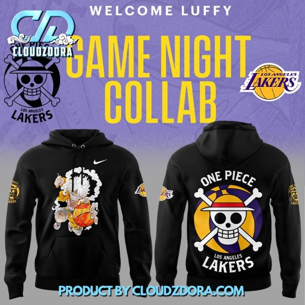 Luffy Gear 5 One Piece x Lakers Night Nike Black Hoodie Set