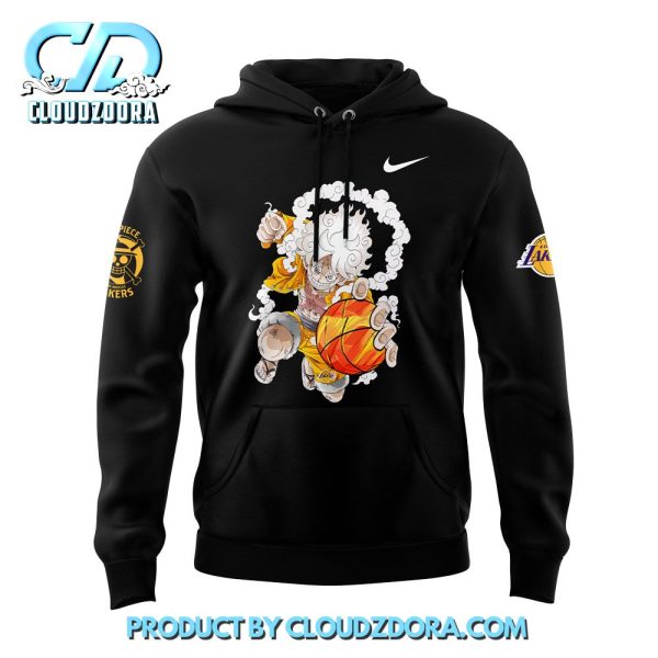 Luffy Gear 5 One Piece x Lakers Night Nike Black Hoodie Set