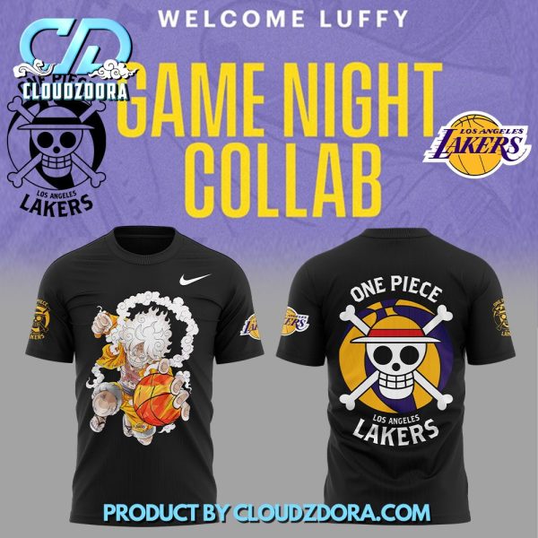 Luffy Gear 5 One Piece x Lakers Night Nike Black Shirt