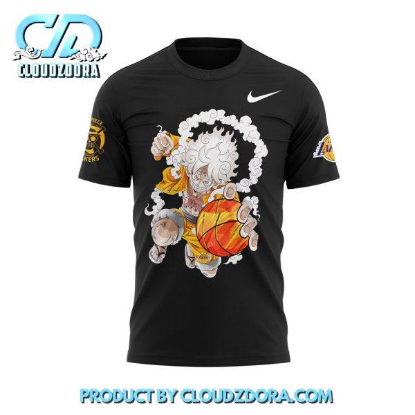 Luffy Gear 5 One Piece x Lakers Night Nike Black Shirt