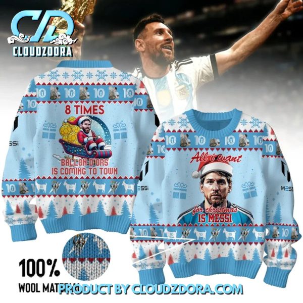 Messi All I Want For Christmas 2024 Ugly Christmas Sweater