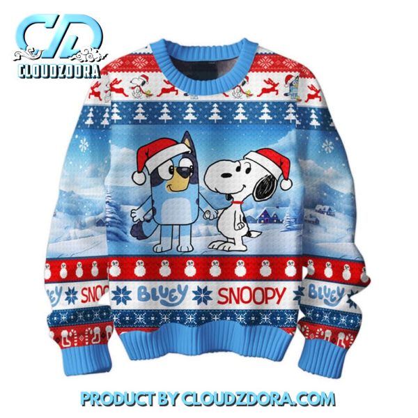 Snoopy x Bluey Dogs Make Me Happy Ugly Christmas Sweater