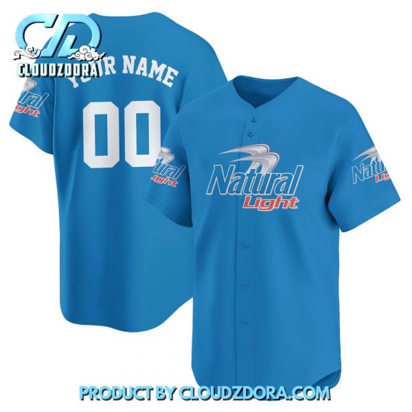 Personalized Natural Light Baseball Jersey Blue